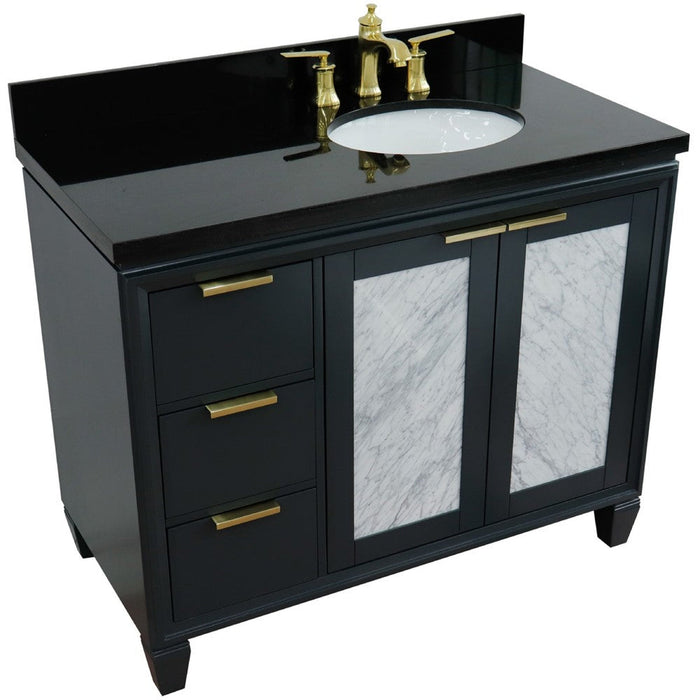 Bellaterra Home Trento 43" 2-Door 3-Drawer Dark Gray Freestanding Vanity Set - Luxe Vanity & Tub