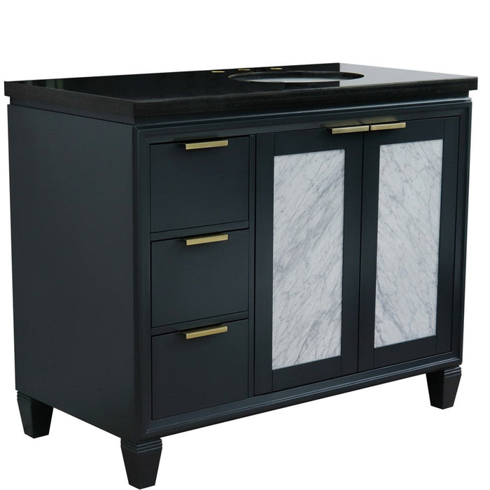 Bellaterra Home Trento 43" 2-Door 3-Drawer Dark Gray Freestanding Vanity Set - Luxe Vanity & Tub