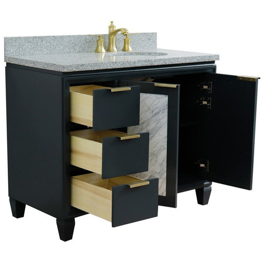 Bellaterra Home Trento 43" 2-Door 3-Drawer Dark Gray Freestanding Vanity Set - Luxe Vanity & Tub