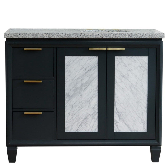 Bellaterra Home Trento 43" 2-Door 3-Drawer Dark Gray Freestanding Vanity Set - Luxe Vanity & Tub