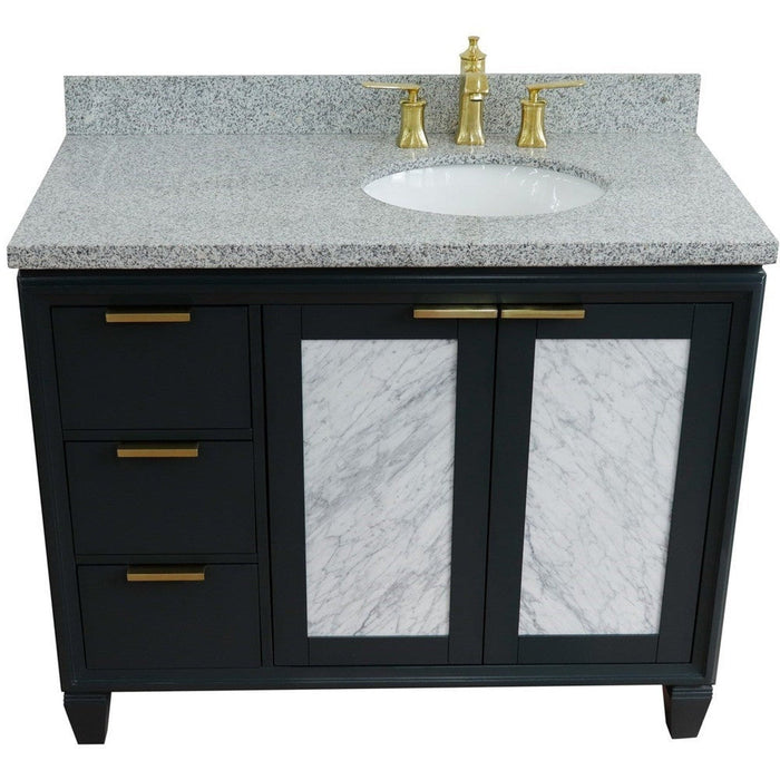 Bellaterra Home Trento 43" 2-Door 3-Drawer Dark Gray Freestanding Vanity Set - Luxe Vanity & Tub