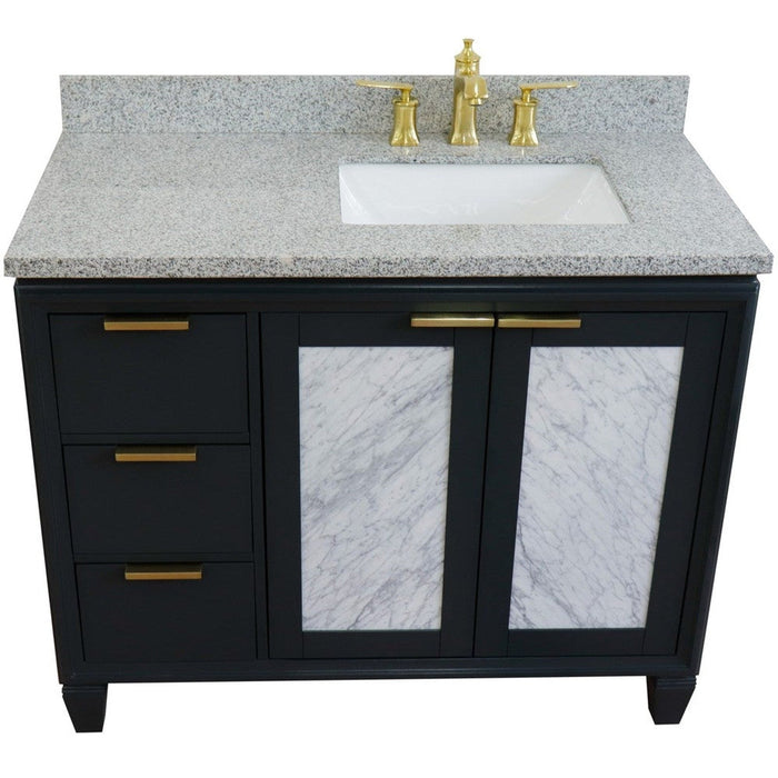 Bellaterra Home Trento 43" 2-Door 3-Drawer Dark Gray Freestanding Vanity Set - Luxe Vanity & Tub