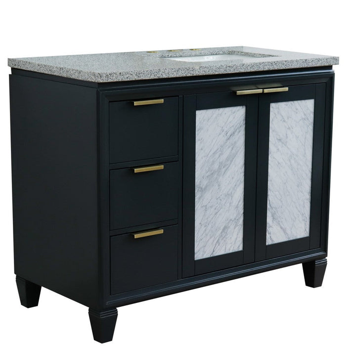 Bellaterra Home Trento 43" 2-Door 3-Drawer Dark Gray Freestanding Vanity Set - Luxe Vanity & Tub