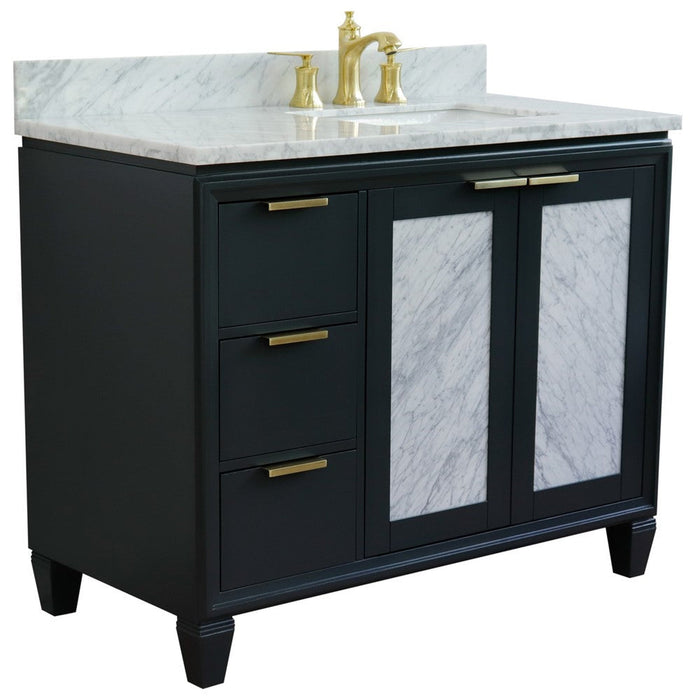 Bellaterra Home Trento 43" 2-Door 3-Drawer Dark Gray Freestanding Vanity Set - Luxe Vanity & Tub