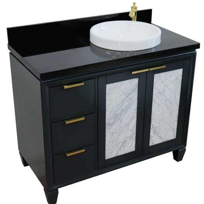 Bellaterra Home Trento 43" 2-Door 3-Drawer Dark Gray Freestanding Vanity Set - Luxe Vanity & Tub