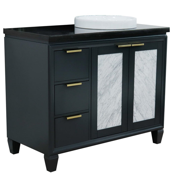 Bellaterra Home Trento 43" 2-Door 3-Drawer Dark Gray Freestanding Vanity Set - Luxe Vanity & Tub