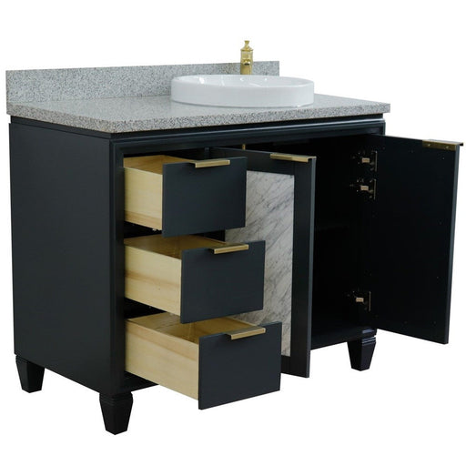 Bellaterra Home Trento 43" 2-Door 3-Drawer Dark Gray Freestanding Vanity Set - Luxe Vanity & Tub