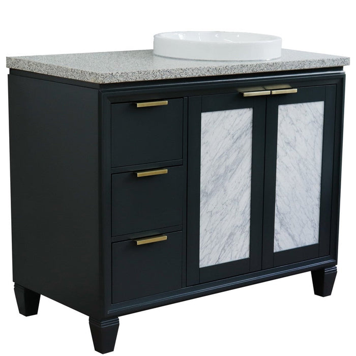 Bellaterra Home Trento 43" 2-Door 3-Drawer Dark Gray Freestanding Vanity Set - Luxe Vanity & Tub