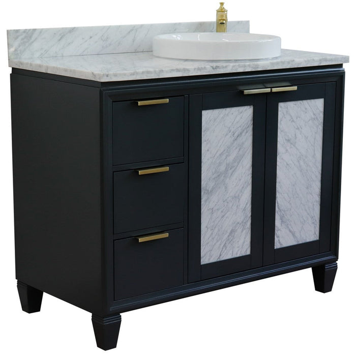 Bellaterra Home Trento 43" 2-Door 3-Drawer Dark Gray Freestanding Vanity Set - Luxe Vanity & Tub