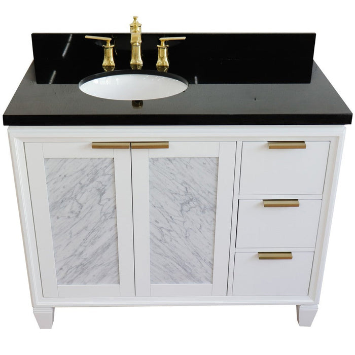 Bellaterra Home Trento 43" 2-Door 3-Drawer White Freestanding Vanity Set - Luxe Vanity & Tub