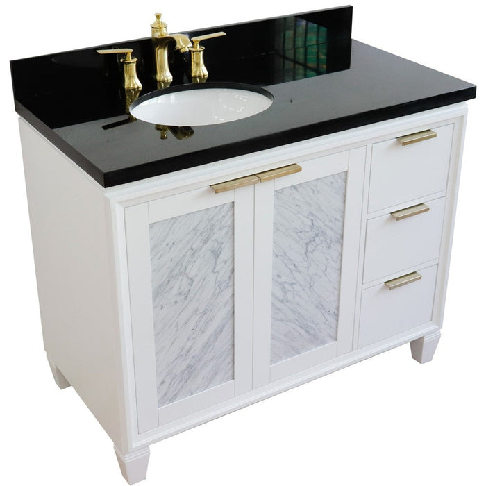 Bellaterra Home Trento 43" 2-Door 3-Drawer White Freestanding Vanity Set - Luxe Vanity & Tub