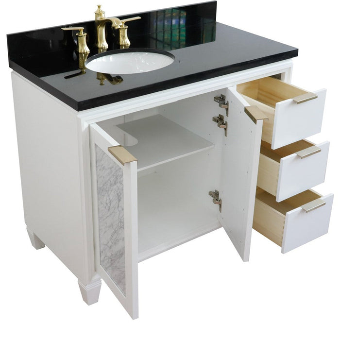 Bellaterra Home Trento 43" 2-Door 3-Drawer White Freestanding Vanity Set - Luxe Vanity & Tub