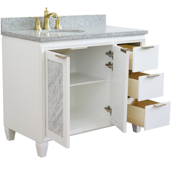 Bellaterra Home Trento 43" 2-Door 3-Drawer White Freestanding Vanity Set - Luxe Vanity & Tub