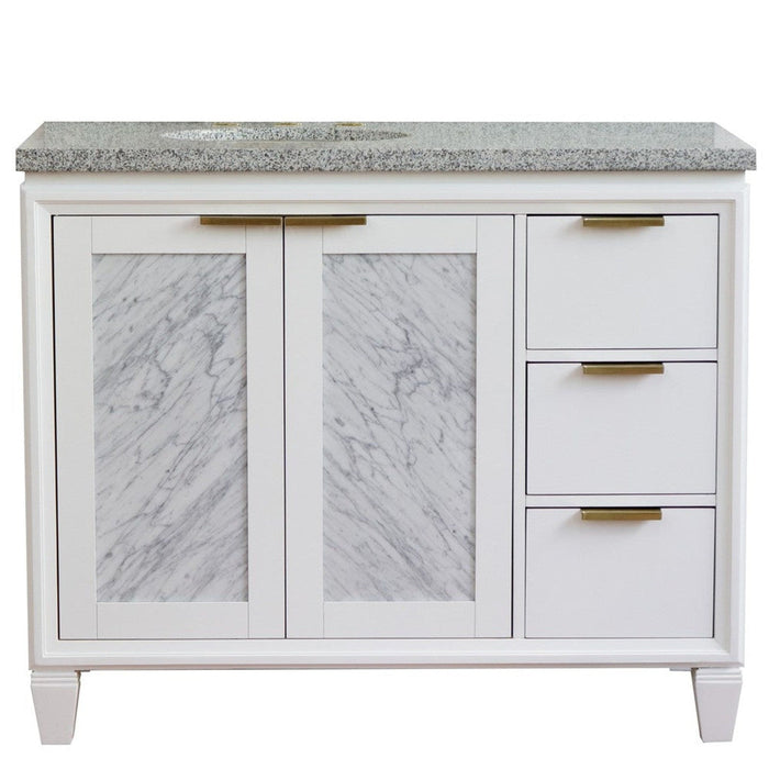 Bellaterra Home Trento 43" 2-Door 3-Drawer White Freestanding Vanity Set - Luxe Vanity & Tub