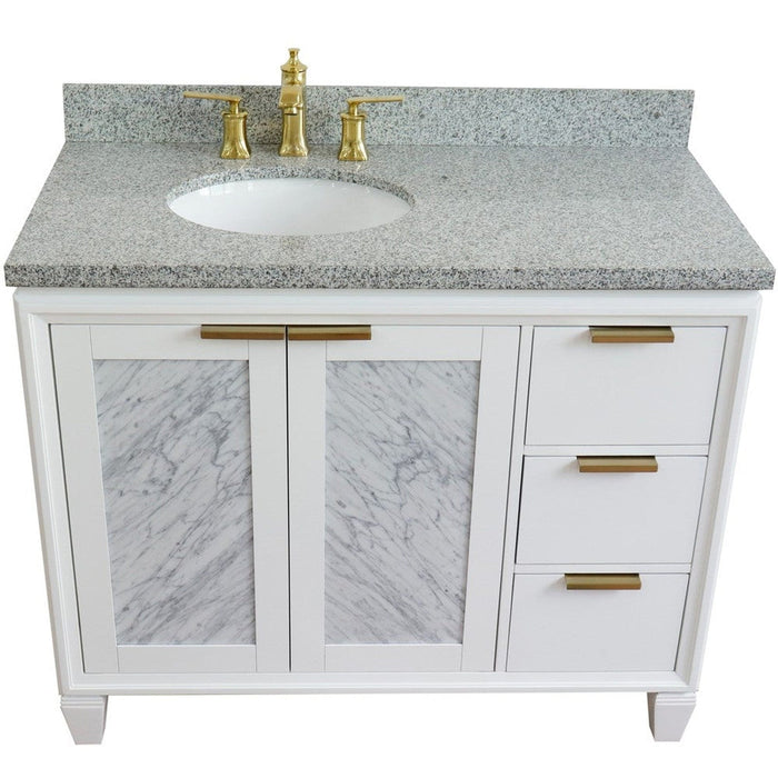 Bellaterra Home Trento 43" 2-Door 3-Drawer White Freestanding Vanity Set - Luxe Vanity & Tub