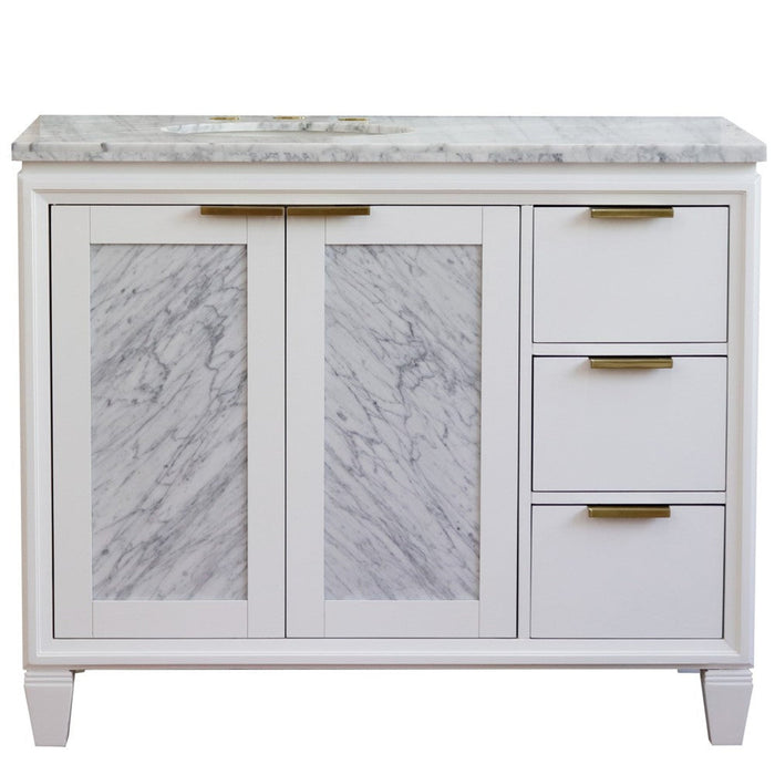 Bellaterra Home Trento 43" 2-Door 3-Drawer White Freestanding Vanity Set - Luxe Vanity & Tub