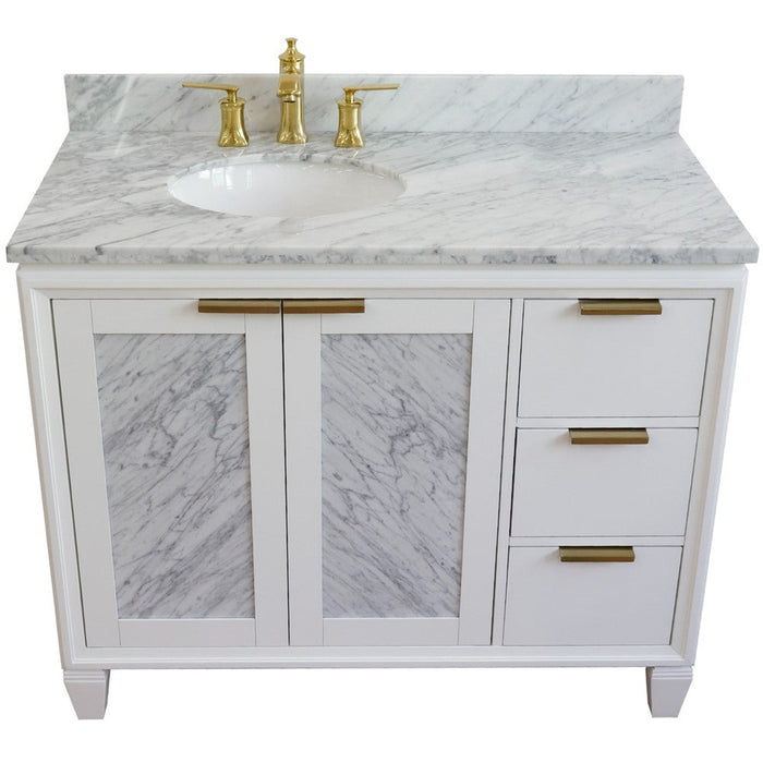 Bellaterra Home Trento 43" 2-Door 3-Drawer White Freestanding Vanity Set - Luxe Vanity & Tub