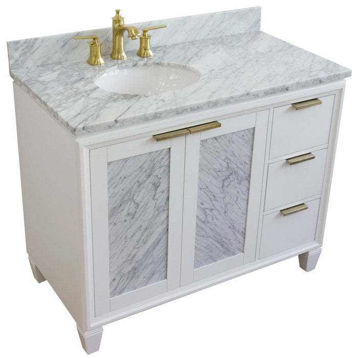 Bellaterra Home Trento 43" 2-Door 3-Drawer White Freestanding Vanity Set - Luxe Vanity & Tub