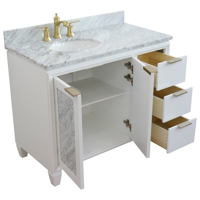 Bellaterra Home Trento 43" 2-Door 3-Drawer White Freestanding Vanity Set - Luxe Vanity & Tub