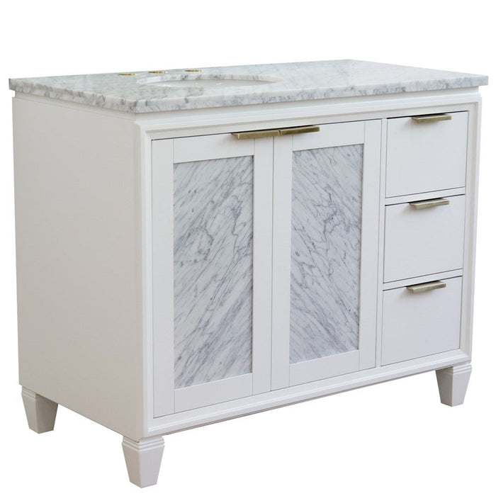 Bellaterra Home Trento 43" 2-Door 3-Drawer White Freestanding Vanity Set - Luxe Vanity & Tub