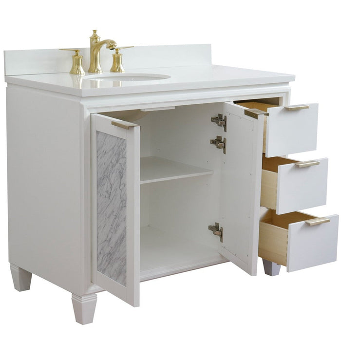 Bellaterra Home Trento 43" 2-Door 3-Drawer White Freestanding Vanity Set - Luxe Vanity & Tub