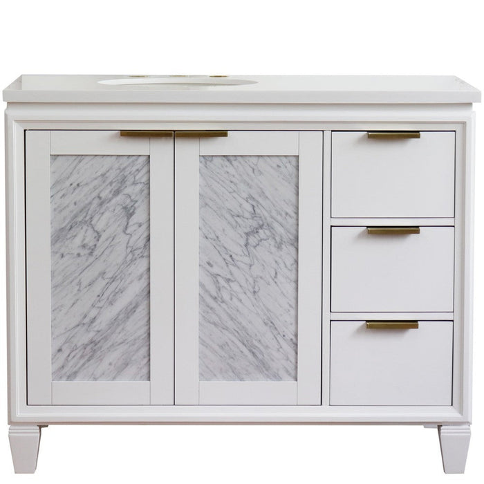 Bellaterra Home Trento 43" 2-Door 3-Drawer White Freestanding Vanity Set - Luxe Vanity & Tub