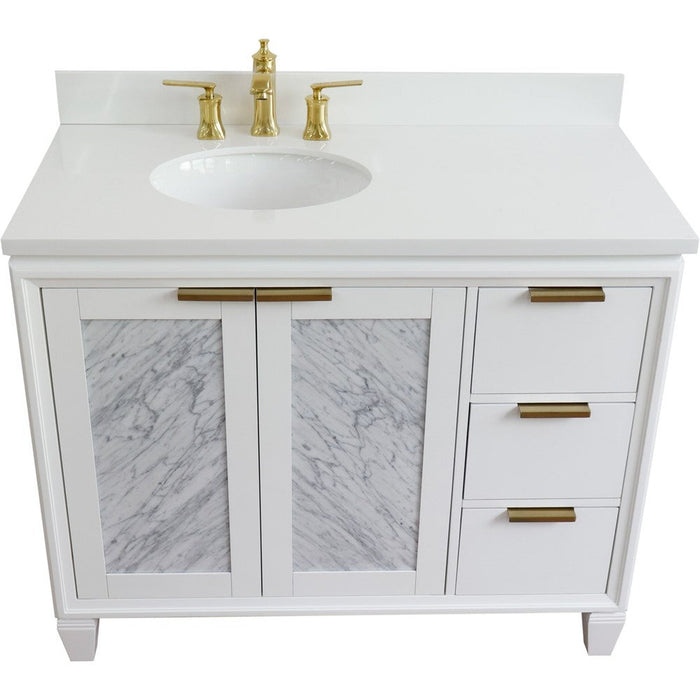 Bellaterra Home Trento 43" 2-Door 3-Drawer White Freestanding Vanity Set - Luxe Vanity & Tub