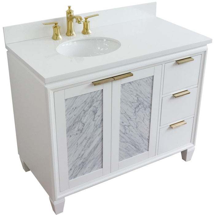 Bellaterra Home Trento 43" 2-Door 3-Drawer White Freestanding Vanity Set - Luxe Vanity & Tub