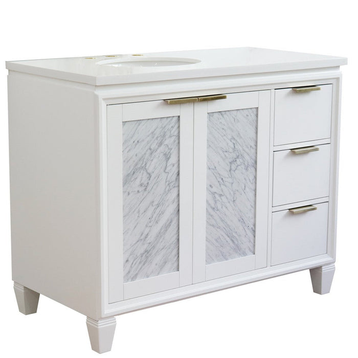 Bellaterra Home Trento 43" 2-Door 3-Drawer White Freestanding Vanity Set - Luxe Vanity & Tub