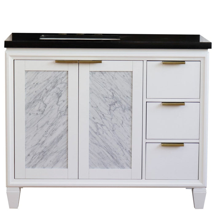 Bellaterra Home Trento 43" 2-Door 3-Drawer White Freestanding Vanity Set - Luxe Vanity & Tub