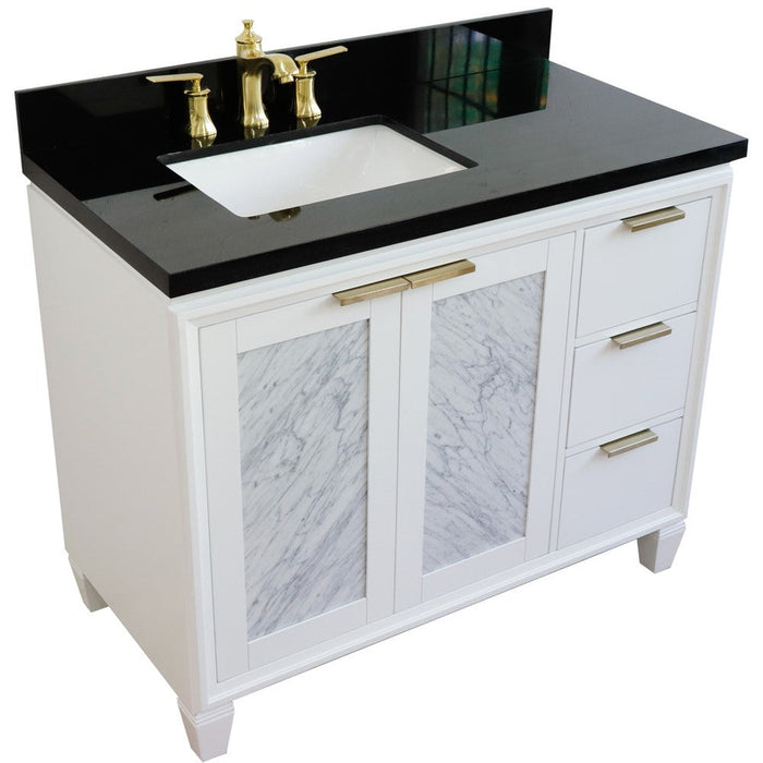 Bellaterra Home Trento 43" 2-Door 3-Drawer White Freestanding Vanity Set - Luxe Vanity & Tub