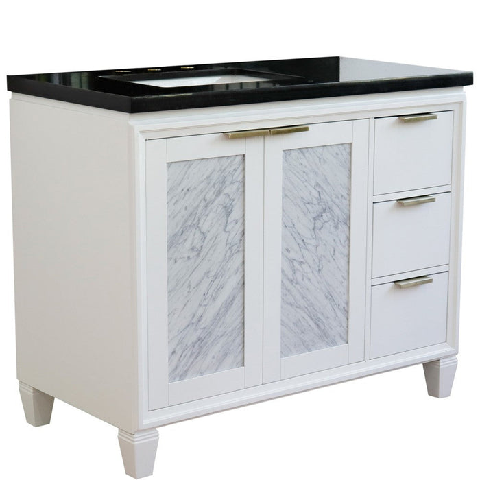 Bellaterra Home Trento 43" 2-Door 3-Drawer White Freestanding Vanity Set - Luxe Vanity & Tub