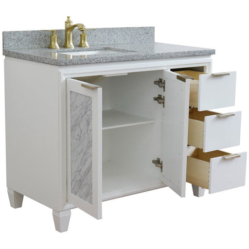 Bellaterra Home Trento 43" 2-Door 3-Drawer White Freestanding Vanity Set - Luxe Vanity & Tub