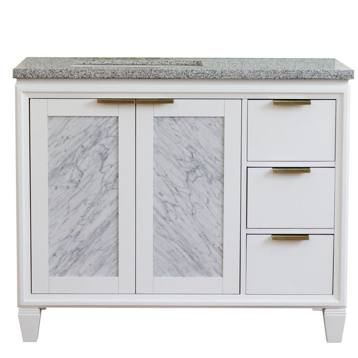 Bellaterra Home Trento 43" 2-Door 3-Drawer White Freestanding Vanity Set - Luxe Vanity & Tub