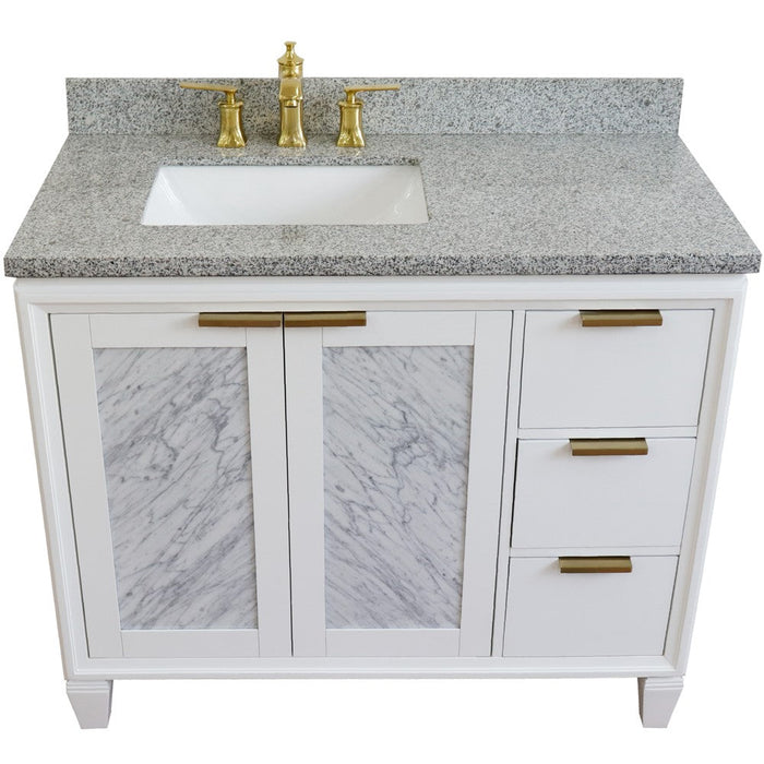 Bellaterra Home Trento 43" 2-Door 3-Drawer White Freestanding Vanity Set - Luxe Vanity & Tub