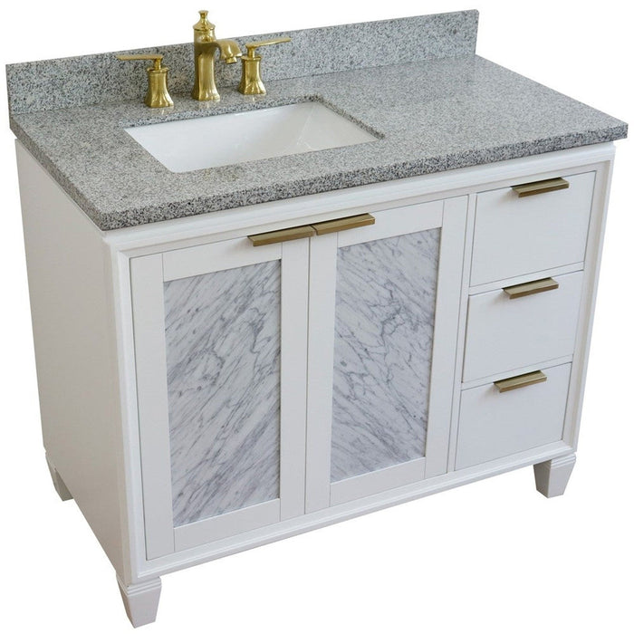 Bellaterra Home Trento 43" 2-Door 3-Drawer White Freestanding Vanity Set - Luxe Vanity & Tub