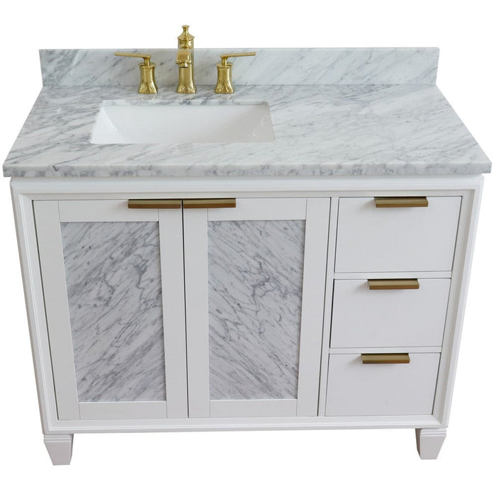 Bellaterra Home Trento 43" 2-Door 3-Drawer White Freestanding Vanity Set - Luxe Vanity & Tub