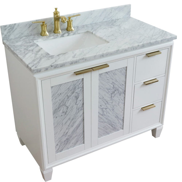 Bellaterra Home Trento 43" 2-Door 3-Drawer White Freestanding Vanity Set - Luxe Vanity & Tub