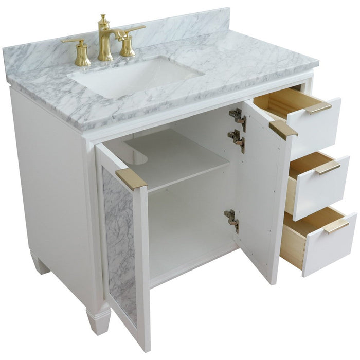 Bellaterra Home Trento 43" 2-Door 3-Drawer White Freestanding Vanity Set - Luxe Vanity & Tub