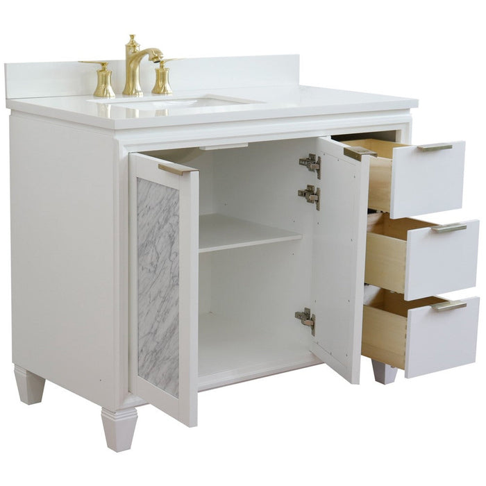 Bellaterra Home Trento 43" 2-Door 3-Drawer White Freestanding Vanity Set - Luxe Vanity & Tub