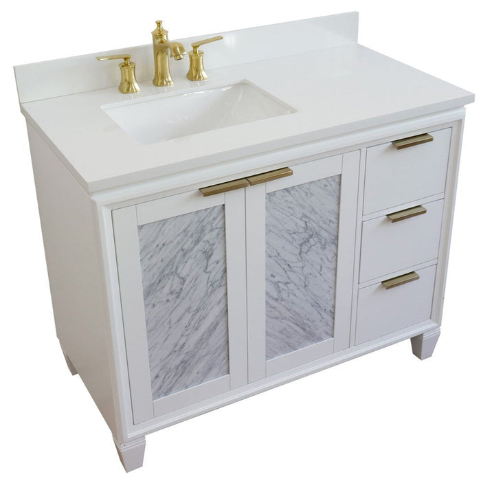 Bellaterra Home Trento 43" 2-Door 3-Drawer White Freestanding Vanity Set - Luxe Vanity & Tub