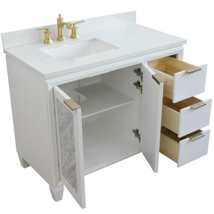 Bellaterra Home Trento 43" 2-Door 3-Drawer White Freestanding Vanity Set - Luxe Vanity & Tub