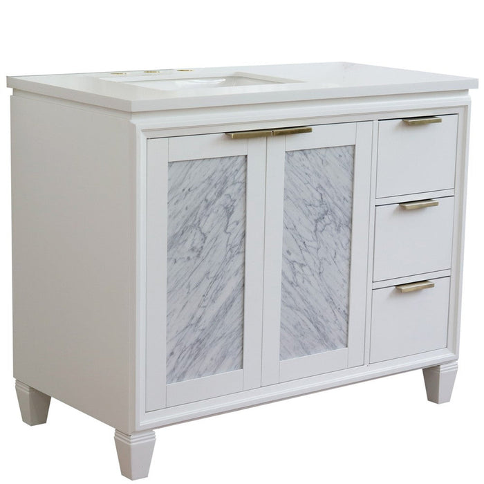 Bellaterra Home Trento 43" 2-Door 3-Drawer White Freestanding Vanity Set - Luxe Vanity & Tub