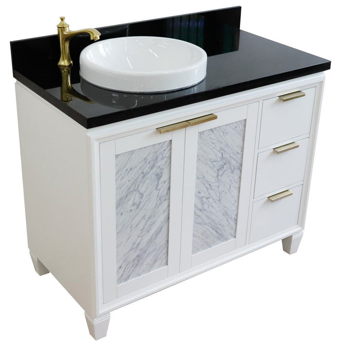 Bellaterra Home Trento 43" 2-Door 3-Drawer White Freestanding Vanity Set - Luxe Vanity & Tub