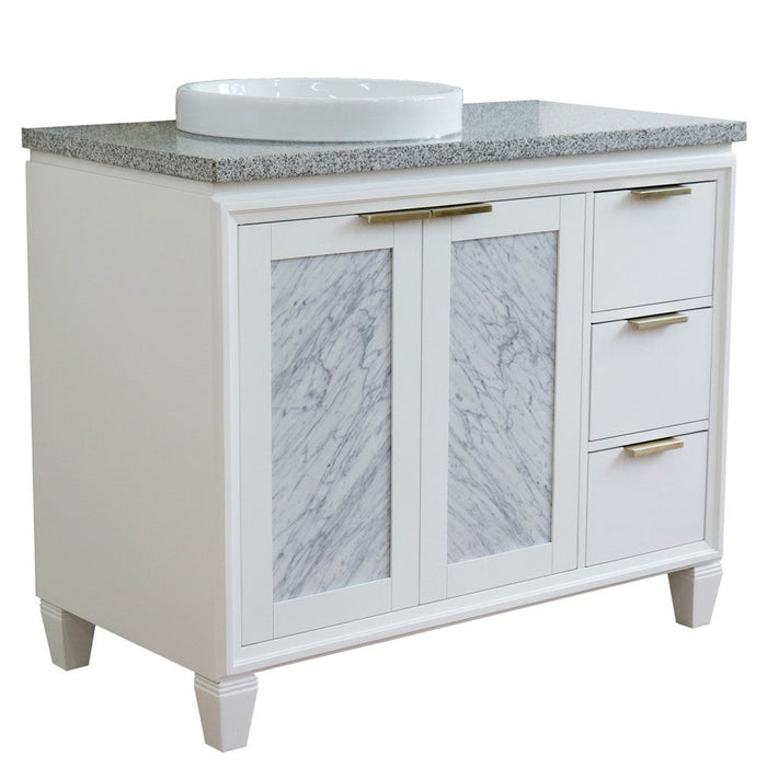 Bellaterra Home Trento 43" 2-Door 3-Drawer White Freestanding Vanity Set - Luxe Vanity & Tub