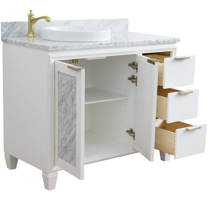 Bellaterra Home Trento 43" 2-Door 3-Drawer White Freestanding Vanity Set - Luxe Vanity & Tub