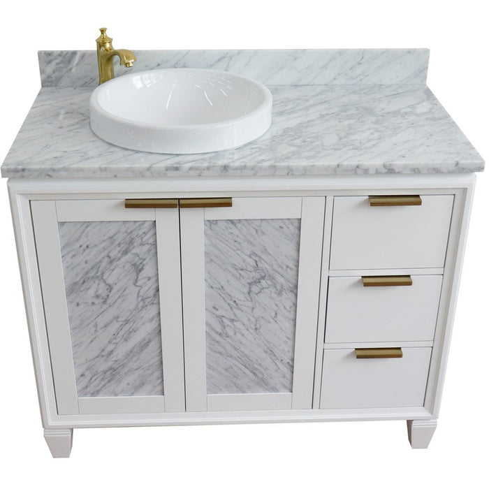 Bellaterra Home Trento 43" 2-Door 3-Drawer White Freestanding Vanity Set - Luxe Vanity & Tub