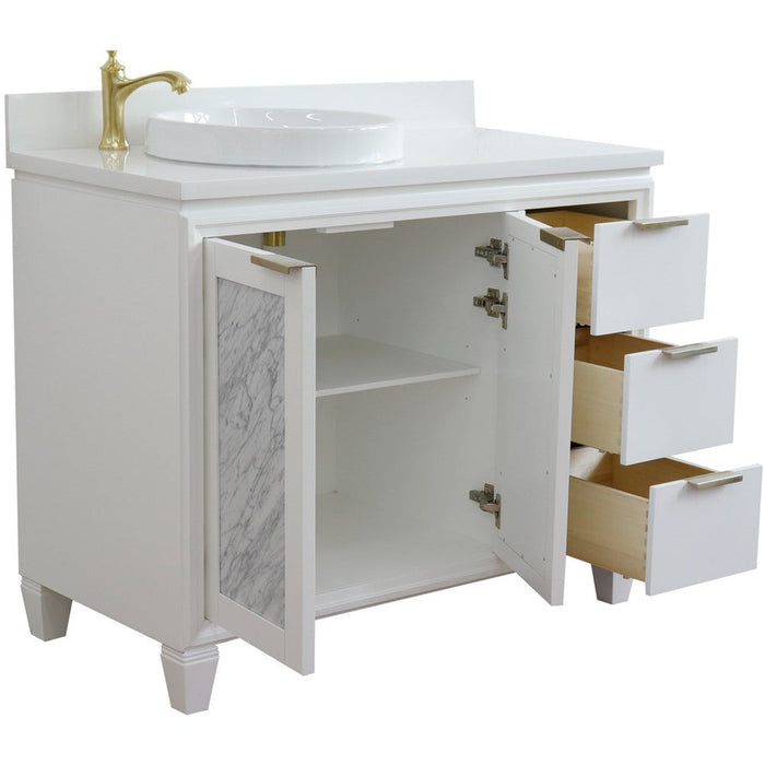 Bellaterra Home Trento 43" 2-Door 3-Drawer White Freestanding Vanity Set - Luxe Vanity & Tub