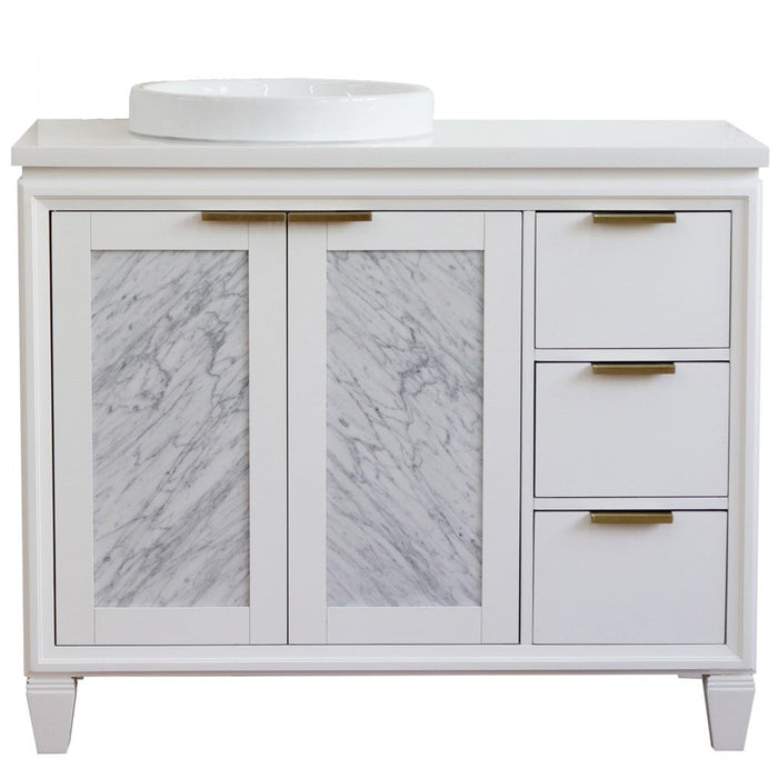 Bellaterra Home Trento 43" 2-Door 3-Drawer White Freestanding Vanity Set - Luxe Vanity & Tub