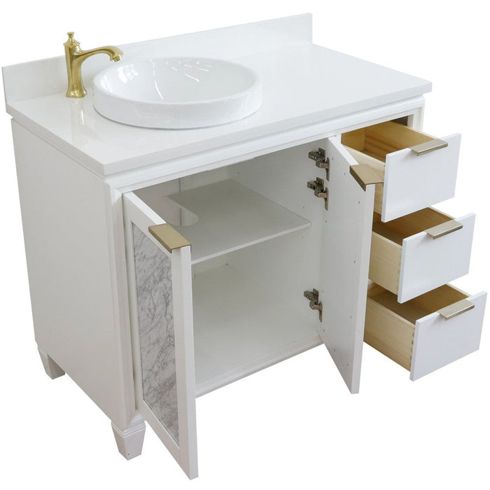 Bellaterra Home Trento 43" 2-Door 3-Drawer White Freestanding Vanity Set - Luxe Vanity & Tub